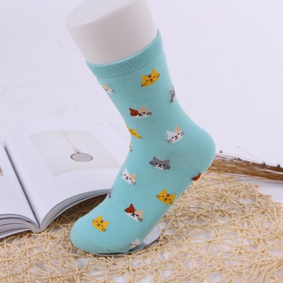 Women's Winter Stylish Autumn Cartoon Animal Cute Cat Pattern Cotton Ankle Socks