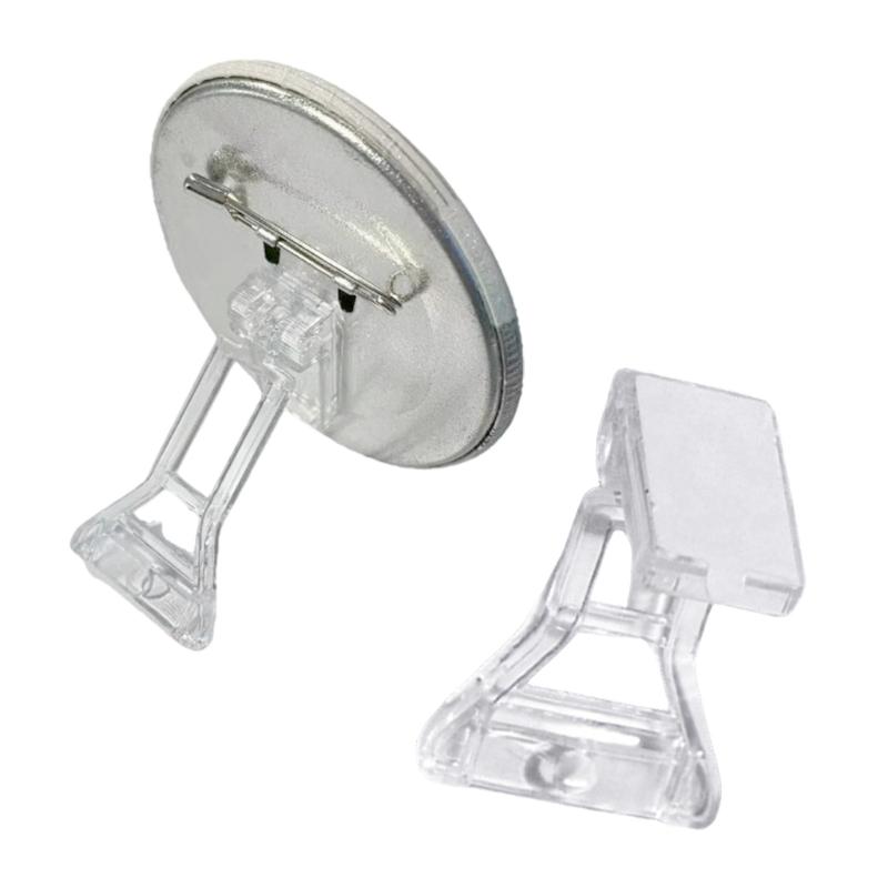 50Pcs Clear Badges Display Stand Holder Acrylic Badges Button Base Stand Selfs Adhesive Button Pins Display Stand Gift