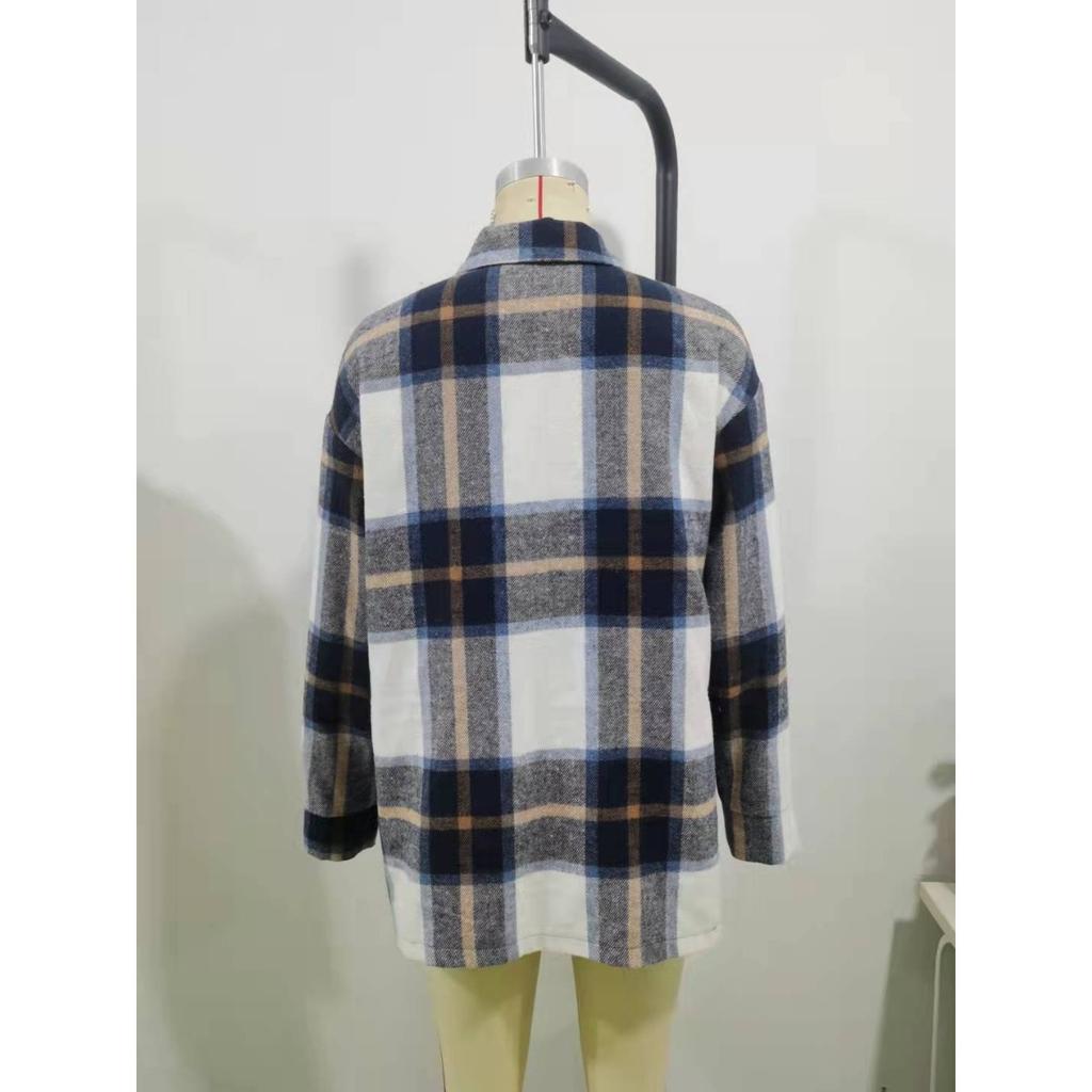 Ladies, Thermal Jacket, Checkered Shirt, Thick, Cardigan Top, Outerwear