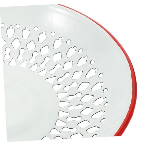 OUNONA Enamel Dish Drainer with Hollow Design, Kitchen Fruit and Vegetable Sink Tray, Lightweight and Durable, Retro Design