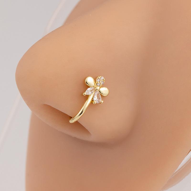No Perforation Nose Ring Simple Gold Silver U-Shaped Nose Clip Butterfly Love Snowflake Diamond Nose Decoration Cartilage Clip
