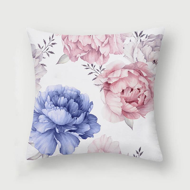 Rose Collection Floral Print Pattern Cushion Cover Home Living Room Sofa Decoration Square Polyester Pillow 45X45Cm