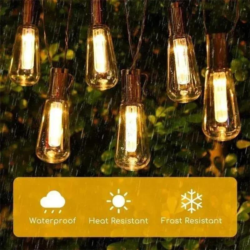 Outdoor Solar String Lights LED IP65 Waterproof Edison Bulb Retro Vintage Christmas Garland Garden Party Decoration Fairy Lamp