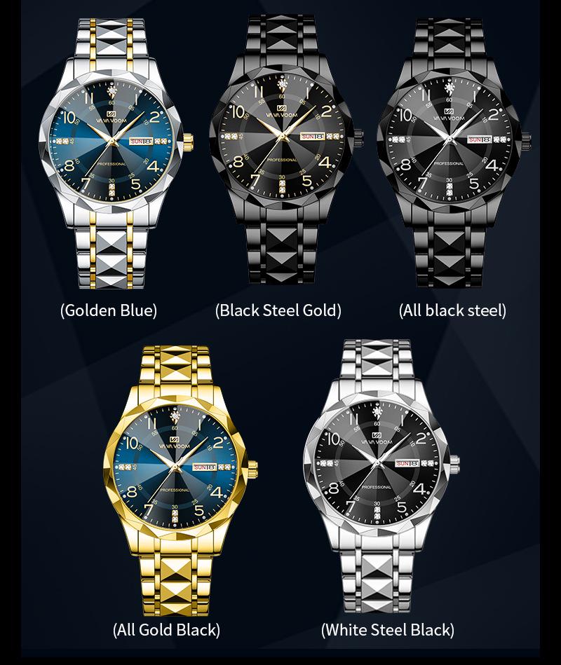 Wow Order Change Logo Men's Diamond-Cut Design Wristwatch