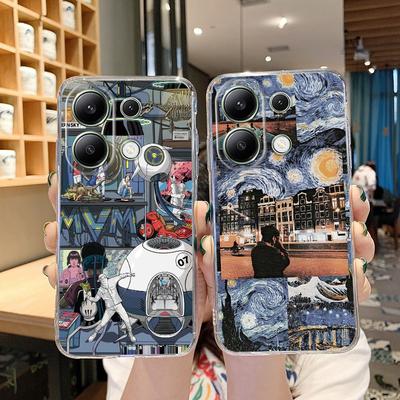 Retro Ölgemälde Hülle für iPhone Samsung A55 M34 S24 Xiaomi Redmi 13 Pro 14C Huawei Honor Stoßfeste HandyStoßstange TPU Anti-Kratzer Klare Rückseite
