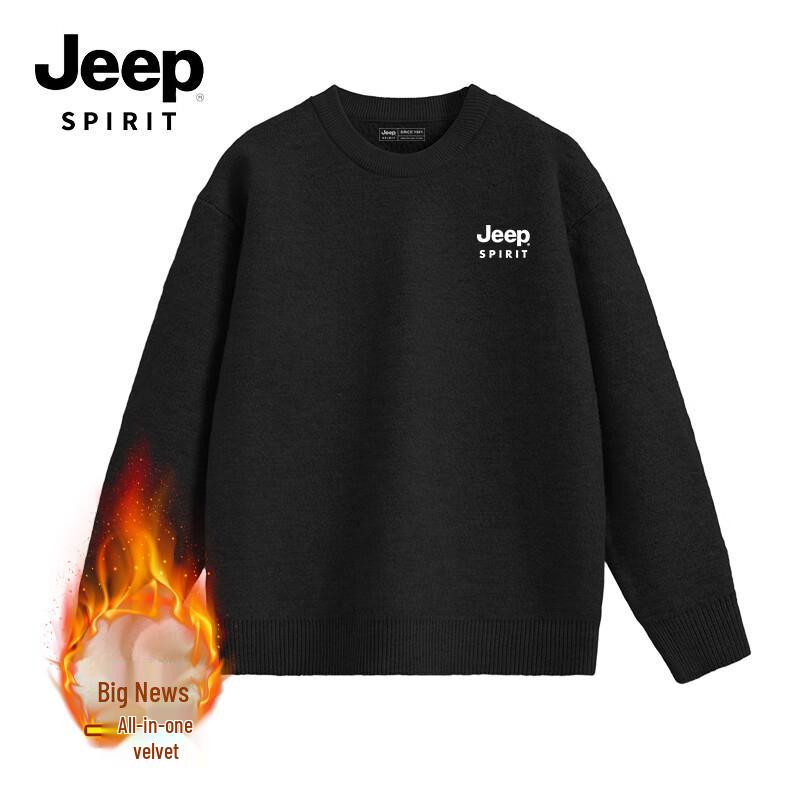 

JEEP SPIRIT Men s Heavyweight Fleece-Lined Round Neck Sweater L