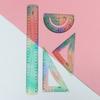4Pcs Plastic Ruler Set Flexible Ruler Soft Bendable Ruler Foldable Ruler with Triangle Ruler Protractor Straight Ruler