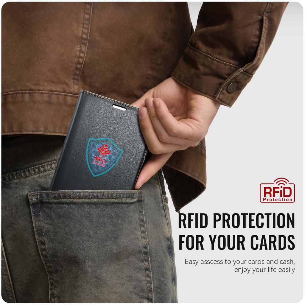 Luxury Leather Case for Samsung Galaxy Z Fold 8 Wallet RFID Blocking with Card Holder Magnetic Flip Cover Shockproof Kickstand