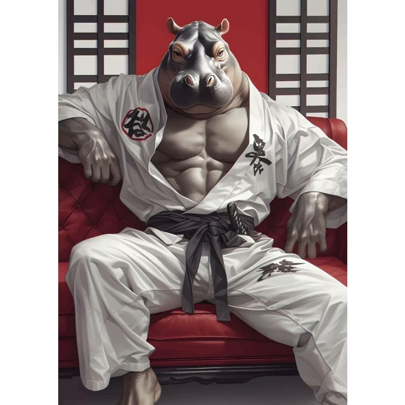 Interesting Animal Samurai White Cat Rhinoceros Tiger Wolf Abstract Poster Canvas Paintings Wall Art Pictures Home Decor