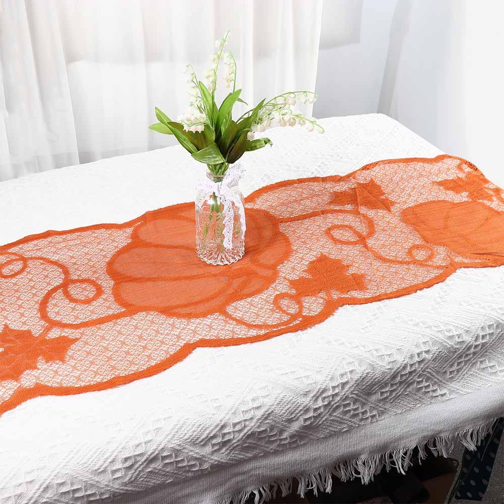 Lace Maple Leaves Pumpkin 72 X 13 Inch Halloween Decorations Table Runner Table Cloth Table Cover