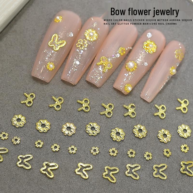 

Nail Art Gold Rivet Decorations: 500-Piece Set of Bows, Flowers, and Hearts