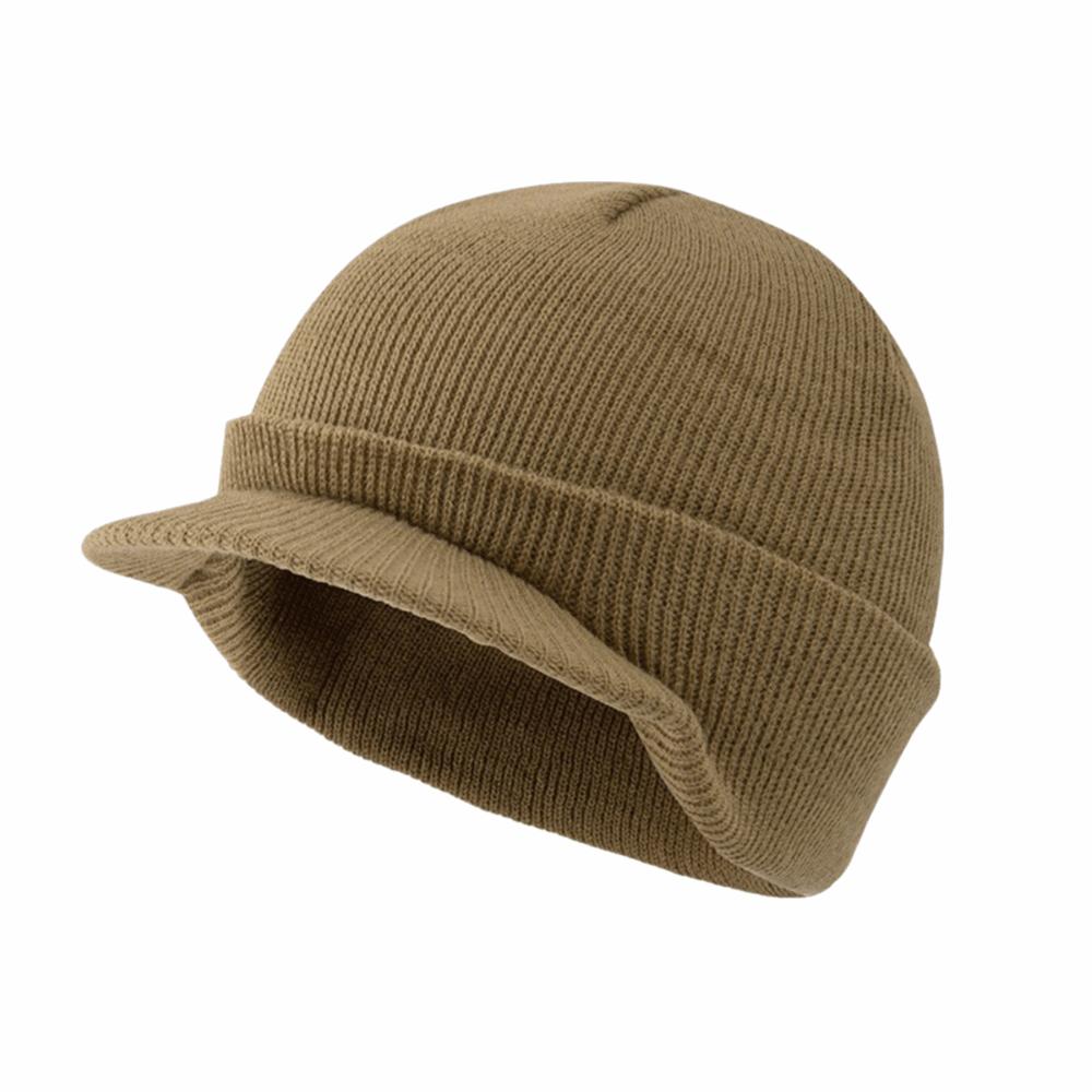 

Therma Short Brim Beanie Cap Thicken Add Plush Lined Hat Fashion Warm Knitted Peaked Cap Outdoor хаки