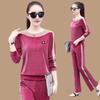 Gold Velvet Sportswear Set - Women's Spring-Autumn Fashion Chic Large-Sized Casual Loose Two-Piece Set
