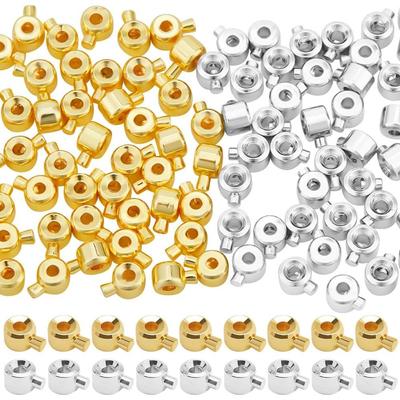 10/30/50pcs Brass Crimping Beads Charm Gold Silver Loose Circular Spacer Beads 4.5x3.5mm Metal Beads DIY Jewelry Making