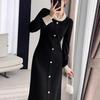 2025 Autumn/Winter European Hepburn Style Little Black Dress: Elegant Knit for the Sophisticated Socialite