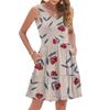 Women's Summer Fashion Casual V-neck Pleated Stitching Small Floral Print Sleeveless Vest Dress With Pockets