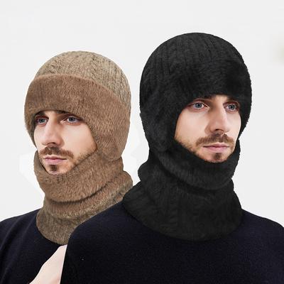 Winter Wool Thick Ear Protection Knitted Hat Men's Wool Warm Neck Protection Wool Hat