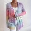 Womens Winter Rainbow Cable Knit Cardigan Sweater Long Sleeve Open Front Cozy Streetwear