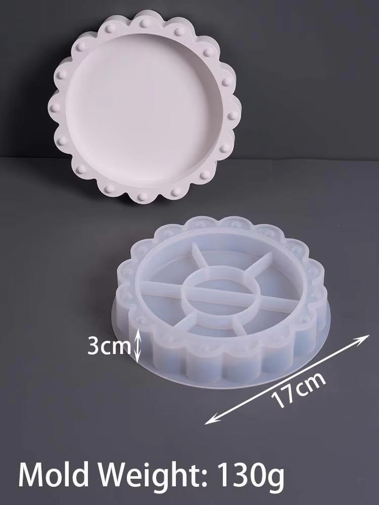 

DIY Round Lace Tray Silicone Mold Large Candle Bowl Concrete Molds Jewelry Storage Tray Gypsum Resin Crafts Casting Home Decor