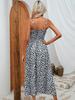 Women Sleeveless V Neck Leopard Print Midi Dress Casual Summer Loose Fit Sundress Fashion Lightweight Dress