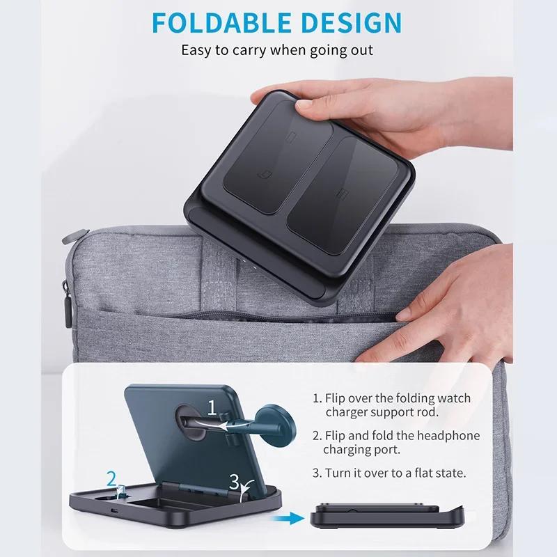 Składana bezprzewodowa podstawka ładująca dla Samsung Galaxy Z Fold 5 4 Flip 4 S23 S21 Stacja szybkiego ładowania 3 w 1 dla Galaxy Watch Buds2
