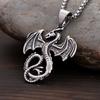 Punk Vintage Flying Dragon Pendant Necklace for Men Women Biker Stainless Steel Pterosaur Choker Necklaces Charm Jewelry Gifts