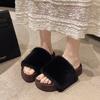 Women's Fashion Slippers Round Toe Platform Sole One-line Slippers Outdoor Fashion All-match Plus-size Casual Korean Style Shoes