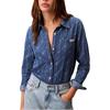 Calvin Klein Casual Comfortable Denim Letter Pointed Collar Long Sleeve Shirt Women shirts 47B702G-U5H