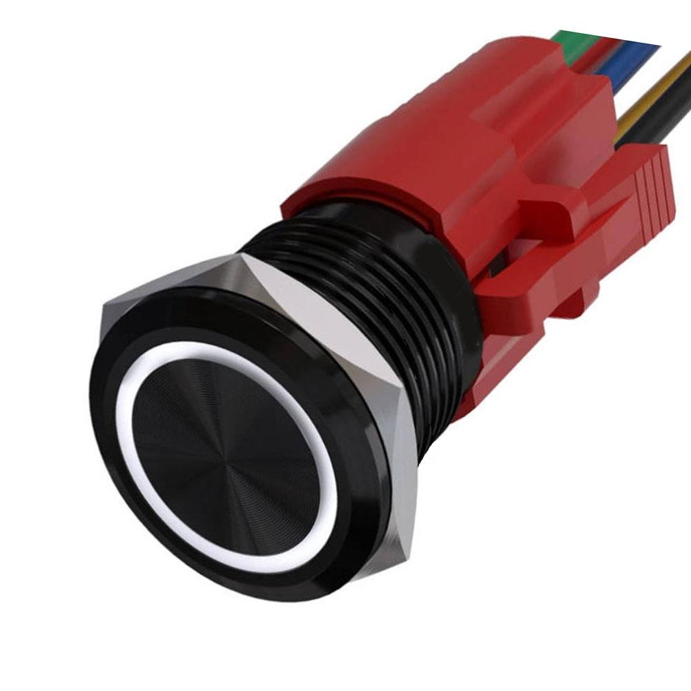 12V Druckknopf LED Lichtschalter 1 Schließer 1 Öffner Kontakt Aluminiumlegierung Material Für Automobil Momentan-Druckknopfschalter Tasten