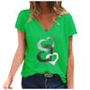 Damen Casual Fashion Sommer V-Ausschnitt T-Shirt Bedruckte Kurzarm-Tops