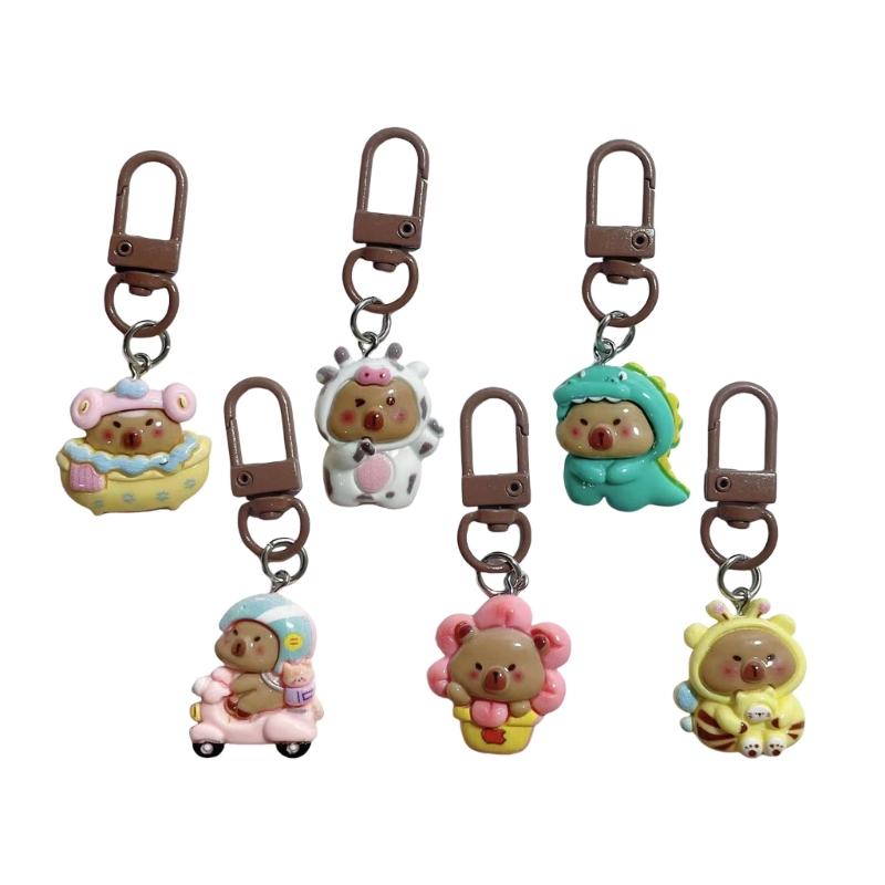 Set of 5/6 Capybara Key Rings Multifuntional Resin Accessory Cartoon Capybara Bag Pendant Suitable for Key and Bag