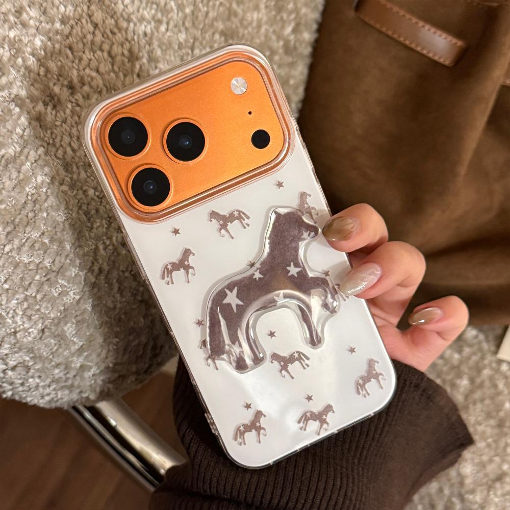 Star Pony Is Suitable for Apple 17promax Mobile Phone Case Iphone16 Hard 12 Premium Brown 14 National Style 11 Stereo