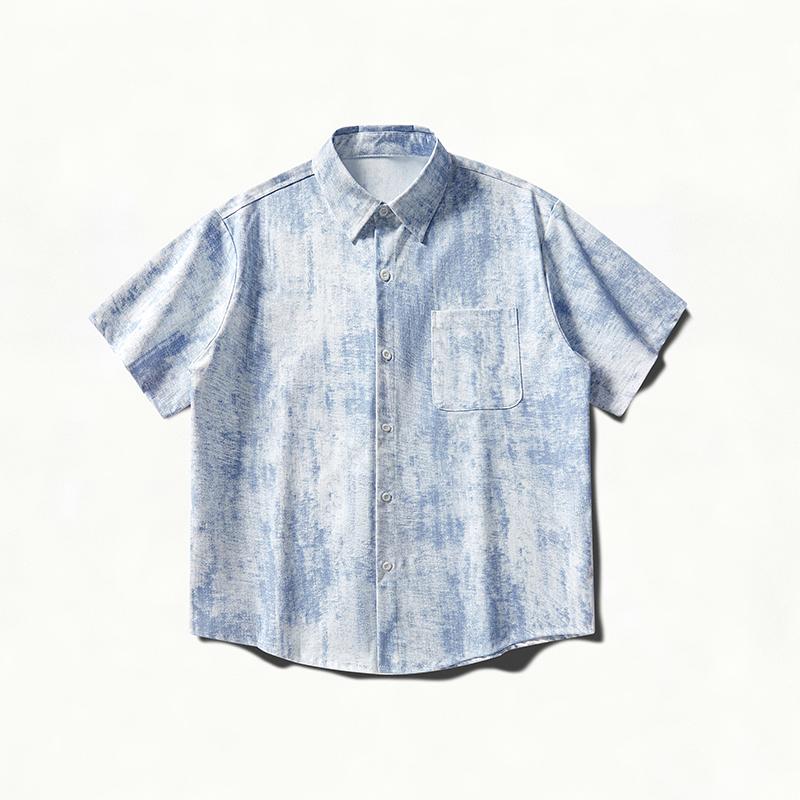 Summer Short Sleeved Shirt Jacket Workwear Short Sleeved Men s Lapel Shirt 2XL синий