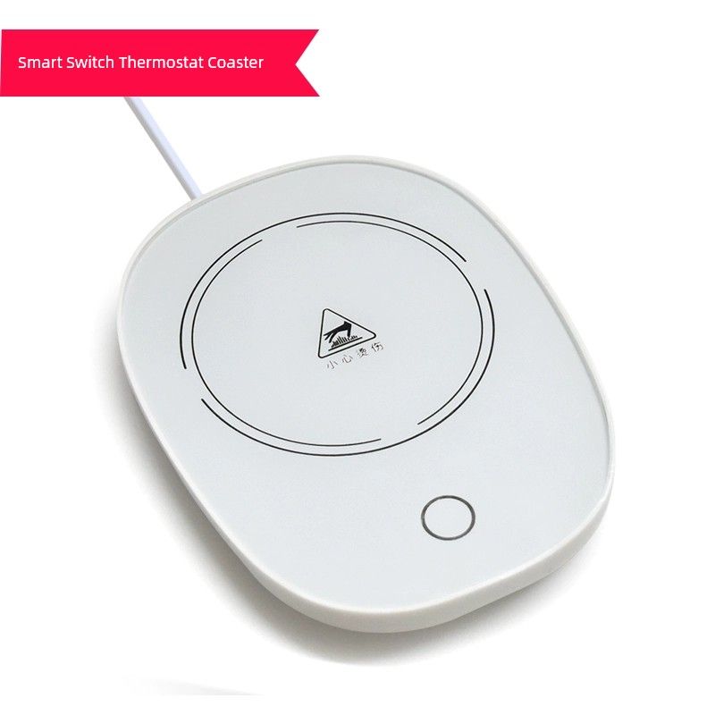 

55 Degrees Intelligent Thermal Cup Pad Automatic Fabulous Milker Heater Adjustable Temperature Base Vacuum Dish Water Heating Cup Warm Cup Constant Temperature Coaster-White