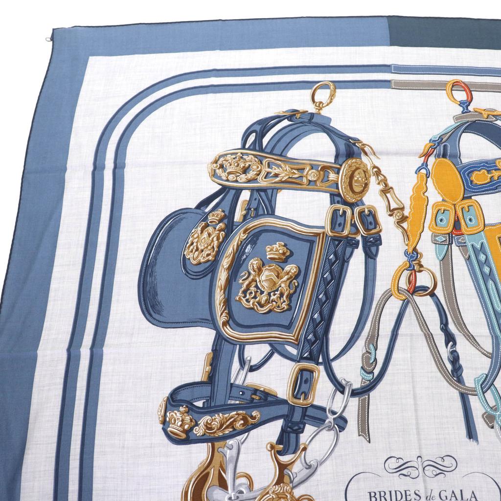 Makelloser HERMES Schal Bride de Gala Appliqué Piqué Kaschmir Damen Gebraucht
