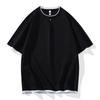 Kontrast gestreiftes kurzärmeliges T-Shirt Herren locker große Größe dünn Sport Halbarm-T-Shirt