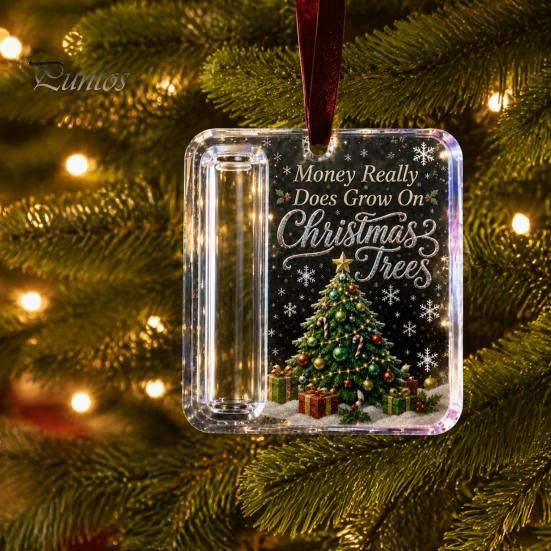 Transparent Acrylic Holiday Pendant Christmas Cash Gift Ornament, Clear Money Holder, Xmas Holder Ornament Tree Hanging Decoration, Funny Ways To for