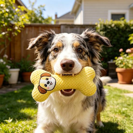 Plush Bone Dog Toy Soft Bone Dog Chew Toy with Gentle Sound Low Noise Tooth Cleaning Toy for Small Medium Dogs Teething Snuggling
