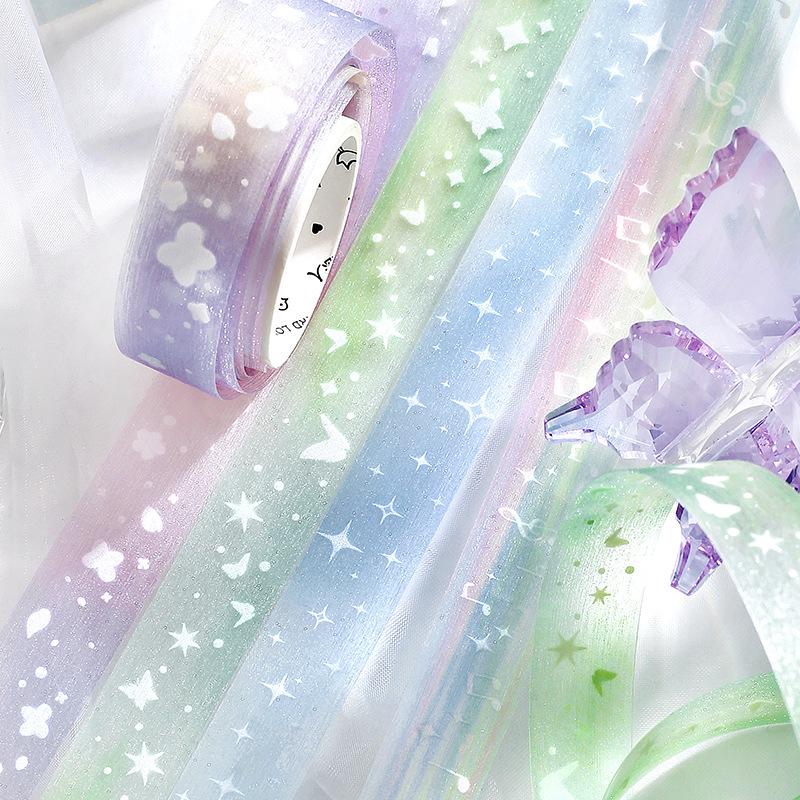 Xin's Dreamy Romance Glitter PET Tape: Gradient Journal Decor