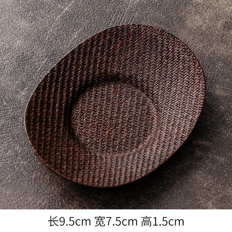 Handmade bamboo cup holder, lacquer rattan coaster, pot bearing heat insulation mat, new Chinese Zen kung fu, tea ceremony tea set accessories