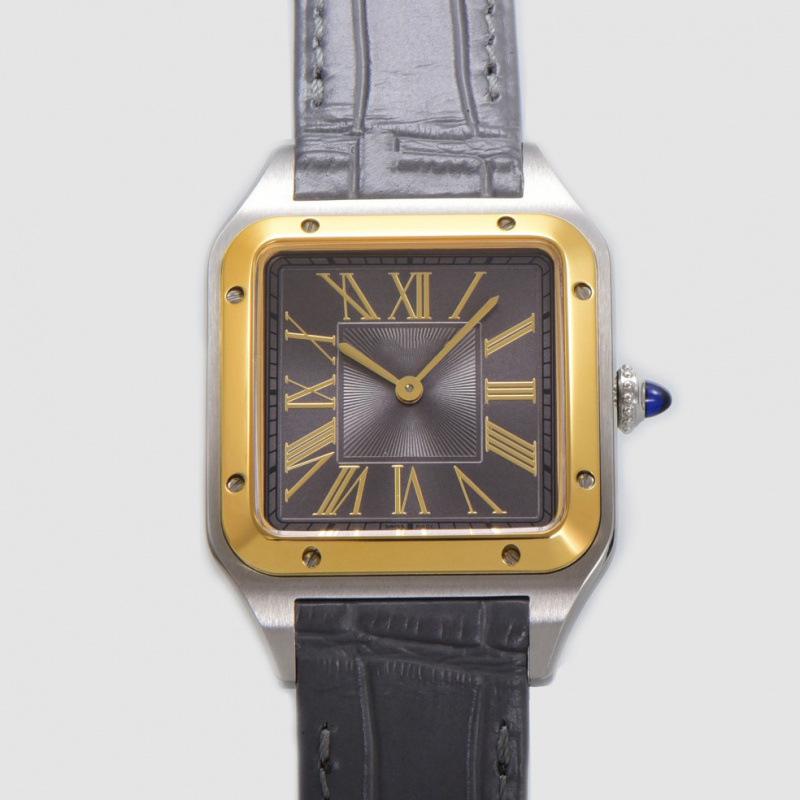 AF Dumont Ultra-dünne Römische Santos Quadratische Wasserdichte Quarz Echte Leder Partneruhr