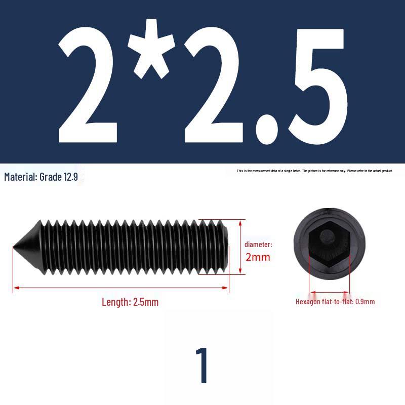 12.9 Edelstahl 304 Innensechskant Kegelspitze Gewindestift M2/M3