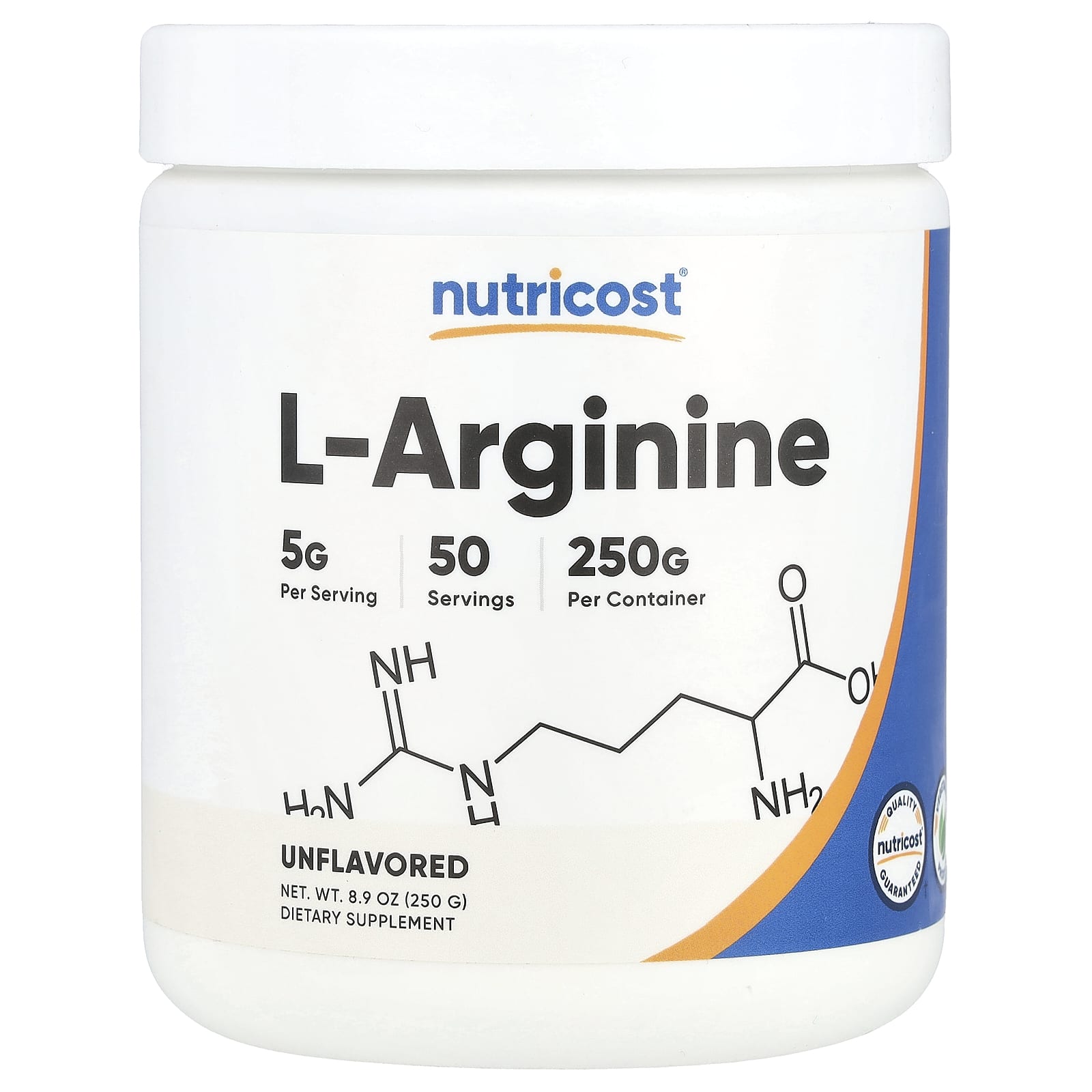 

Nutricost, L-аргінін, без смаку, 8,9 унції (250 г)
