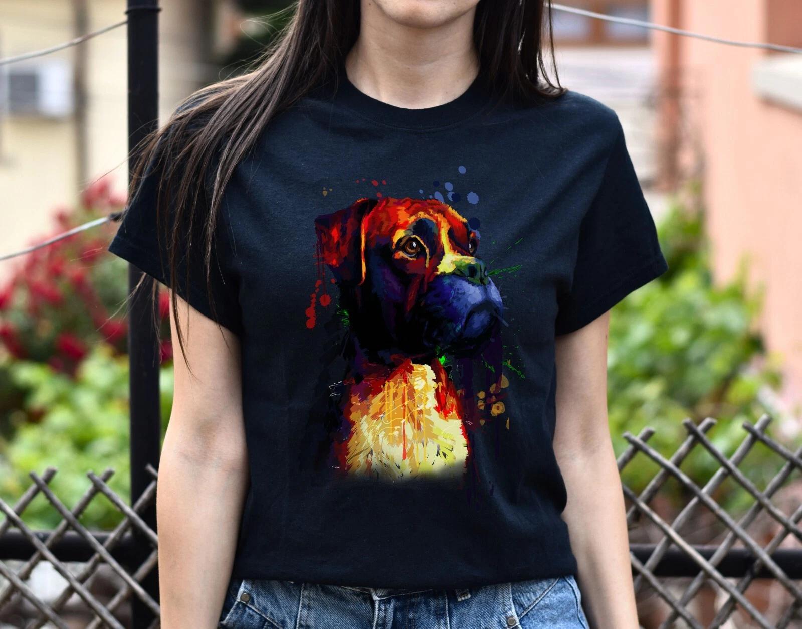 Watercolor Art Boxer dog Unisex shirt S-2XL black navy dark heather S