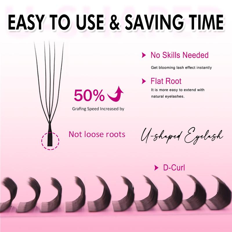 New Arrival U Shape YY Eyelashes Extensions 3DW U5DW Lashes Extension Premade Volume Fans False Eyelashes U Shape W Bloom Lashes