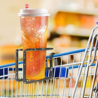 1/2Pcs Universal Shopping Cart Cup Holder Black Metal Anti-Slip Design Stable Bottom Support Anti-leak Beverage Container Holder