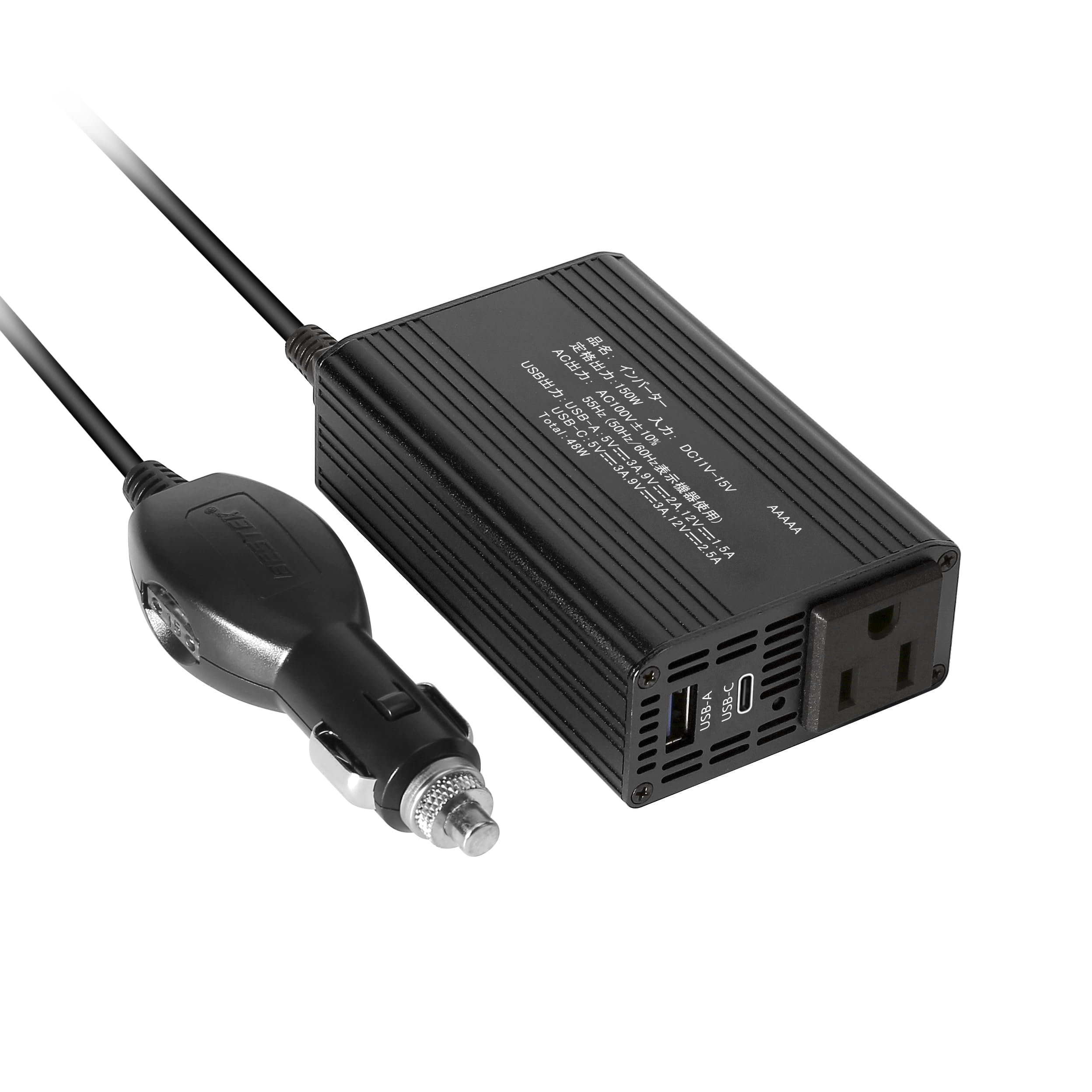 

BESTEK 150 Вт Інвертор з модифікованою синусоїдою USB-C PD: 30 Вт 1 порт + USB-A QC 18 Вт 1 порт - Підтримує вихід PD Розетка прикурювача Автомобільний інвертор Conv