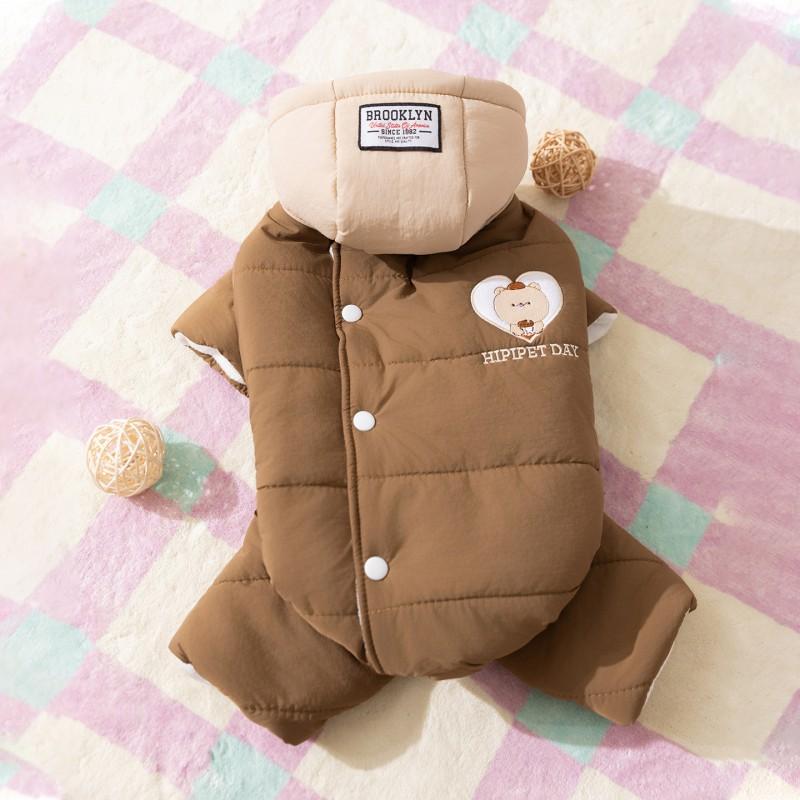 Winter Hooded Removable Warm Cotton Coat Small Medium Dogs Corgi Style Four-Leg Design
