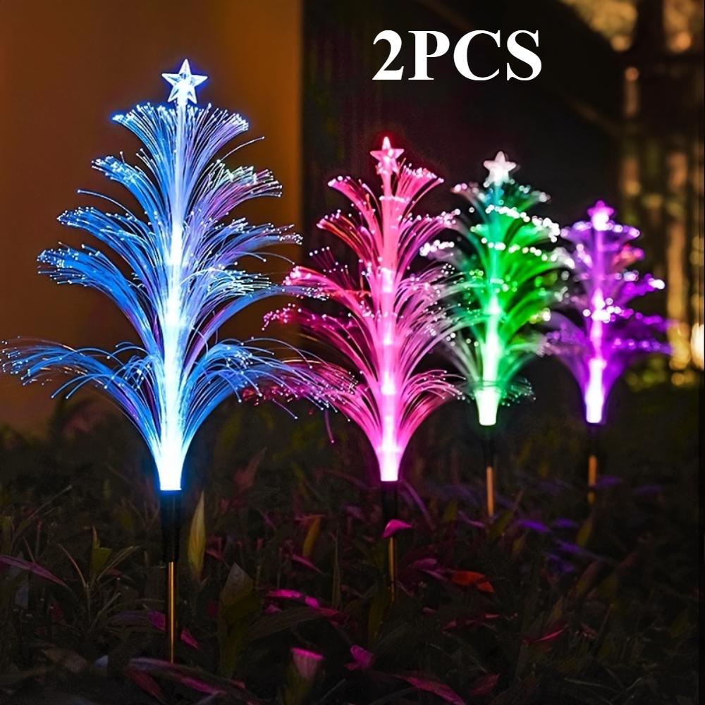 2PCS Solar Five-layer Jellyfish Star Light, Christmas Tree Light, Outdoor Waterproof Garden Lawn Floor Flower Light, Party Decoration Light