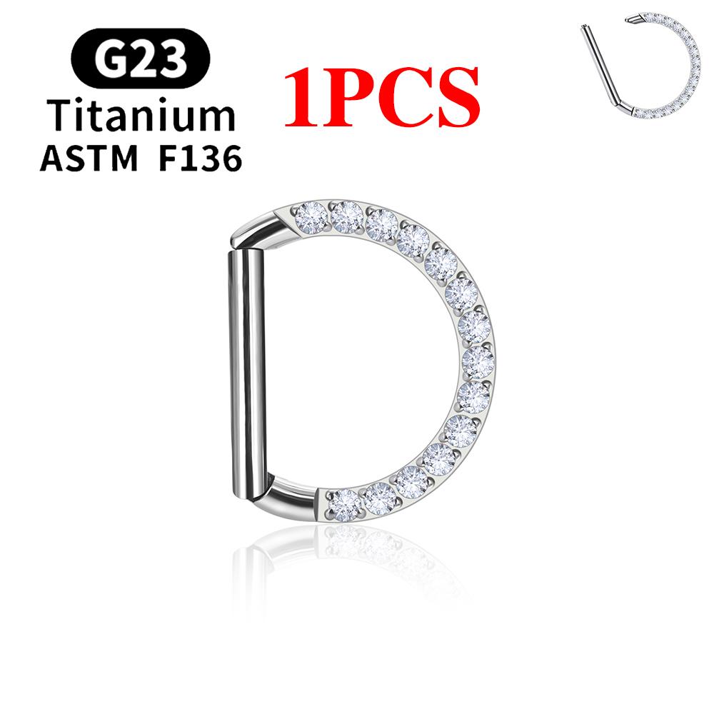 1/10 Stück F136 G23 Titan Nasenpiercing Ring D-Form Scharnier Segment CZ 16G Clicker Knorpel Tragus Helix Ohrringe Körperschmuck
